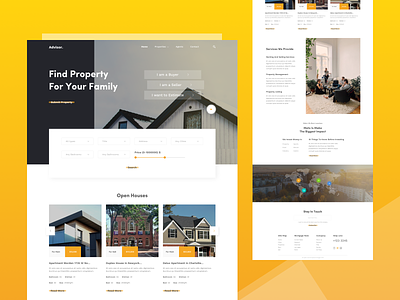 Real Estate Homepage Concept agency buy color estimate landing page properties real estate search sell theme ui ux