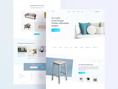 Crafty Web UI 2019 agency chairs clean furniture landing page minimal shape sofa ui user interface web design