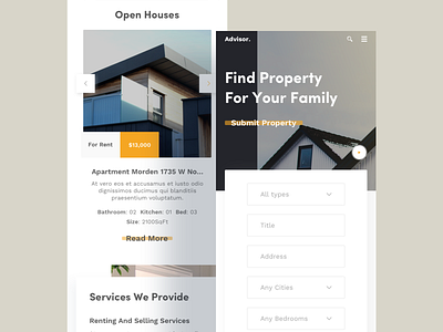 Responsive 01 (Real Estate Homepage) 2019 clean color design minimal mobile real estate responsive ui uinugget user interface web