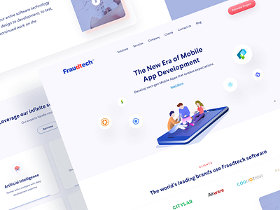 Fraudtech Landing! 01 color floating illustrations landing mobile mobiledevice platform responsive typography uidesign uiux web website website builder website concept