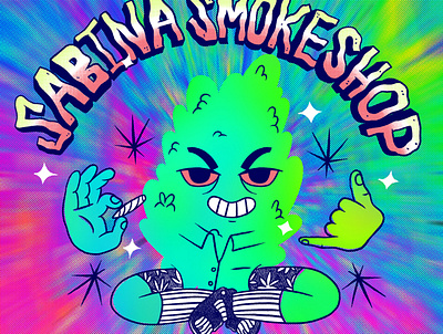 Sabina SmokeShop character illustration kush logo logo design procreate shop smoke weed weed logo