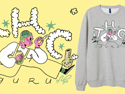 THC Guru character design illustration merch design procreate sweatshirt thc weed