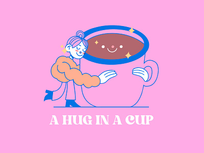 A Hug In A Cup - 05 branding cafe cafeteria coffee coffeeshop cup design illustration logo procreate