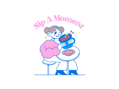 Sip A Moment - 06 branding cafe cafeteria character coffee coffeeshop design illustration logo procreate