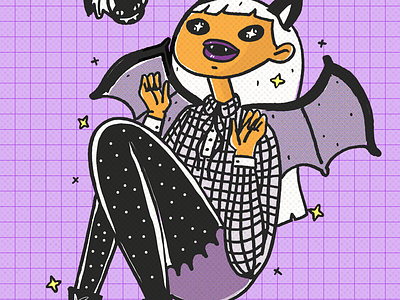 Vampire bat grid halloween purple scary vampire