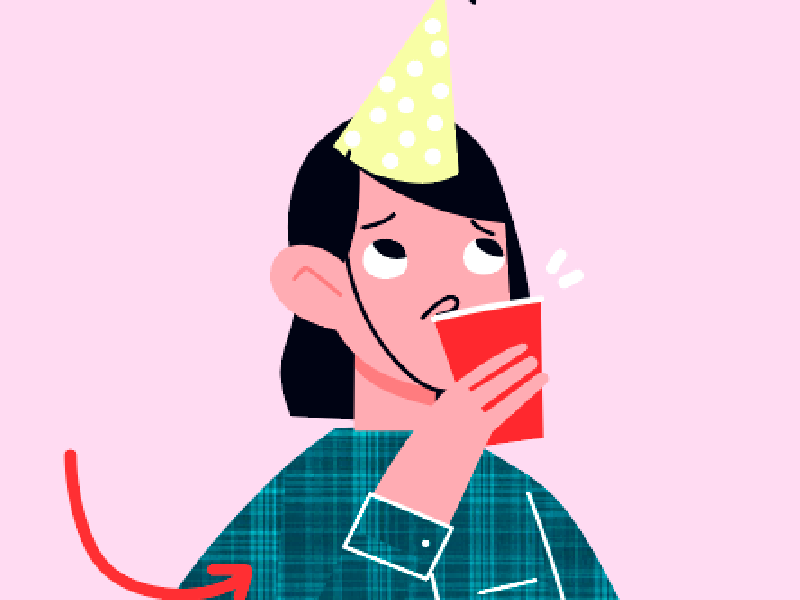 Roommates situations. V red drink partyhat hat sad roomies roommates party