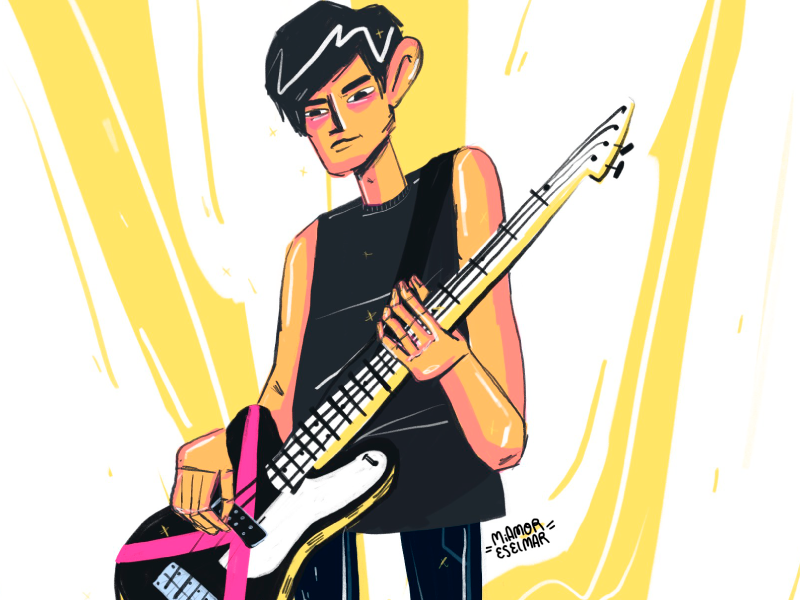 This is Pako punk rock play playing cool guy band bassist