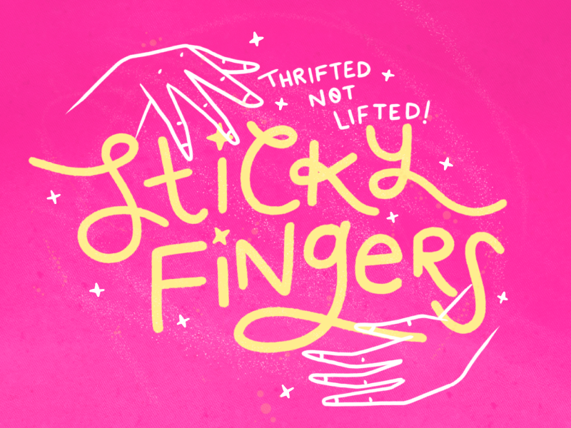 Sticky Fingers Shop textures illustration design brand branding lettering clothing shop fingers hands sticky stickyfingers
