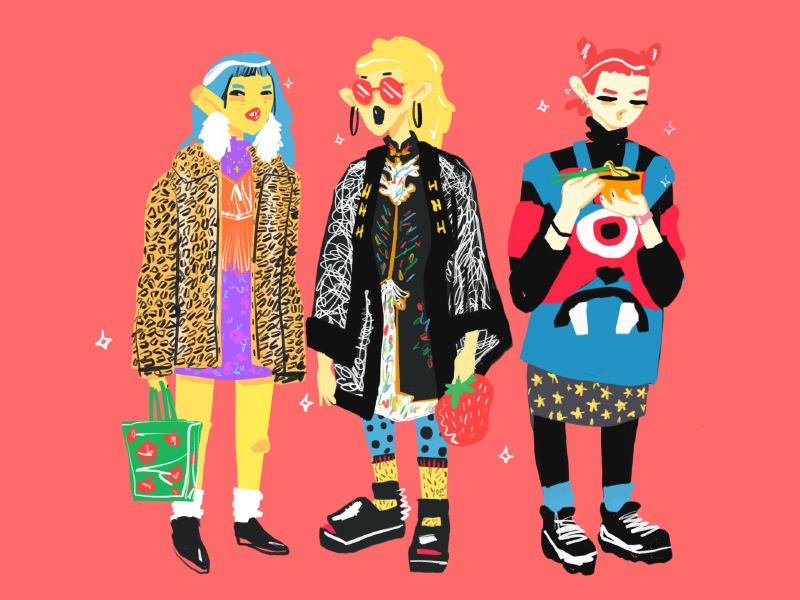 Tokyo Fashion Week Fall 2018 illustration girls clothing texture streetstyle japan procreate tokyo fashion