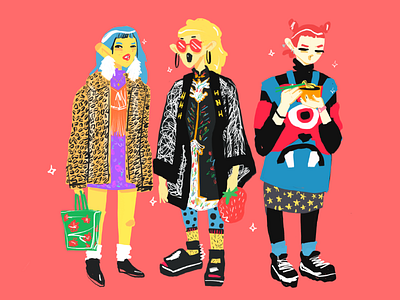 Tokyo Fashion Week Fall 2018 clothing fashion girls illustration japan procreate streetstyle texture tokyo