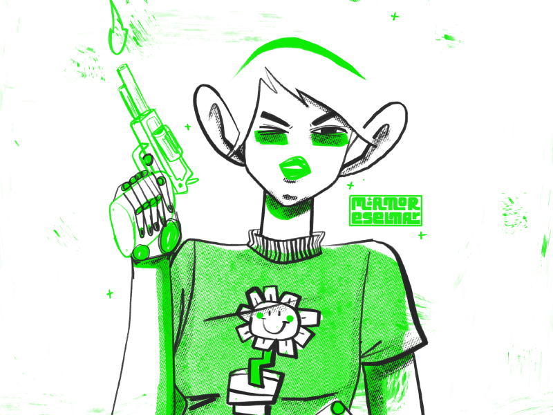 Kerplunk halftone texture flower girl gun pistol greenday band procreate