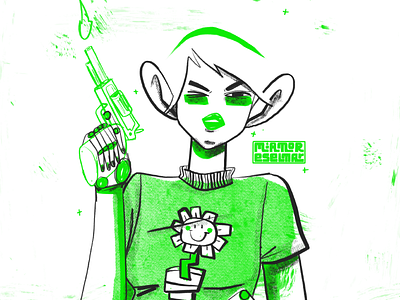 Kerplunk band flower girl greenday gun halftone pistol procreate texture