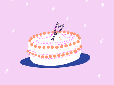 Cake birthday cake design embroidery girly illustration logo pastel pink procreate
