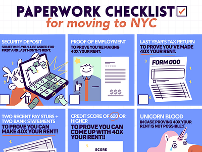 Paperwork Checklist for RoomiApp.com checklist design friends illustration money moving nyc paperwork roomie roomies