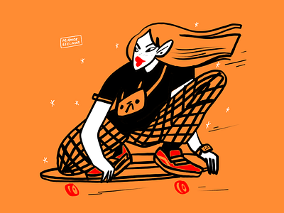 Go Faster character design girl illustration procreate skate skateboarder