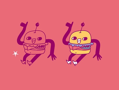 Burger character design illustration