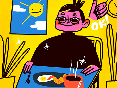 Breakfast character design illustration procreate