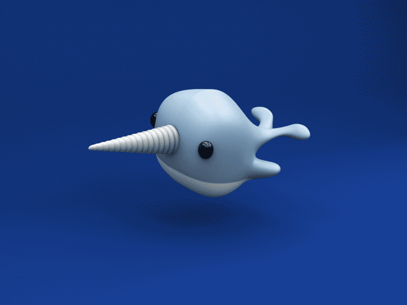 Narwhal crusin' animal animation c4d character cute elf flat motion narwhal water whale