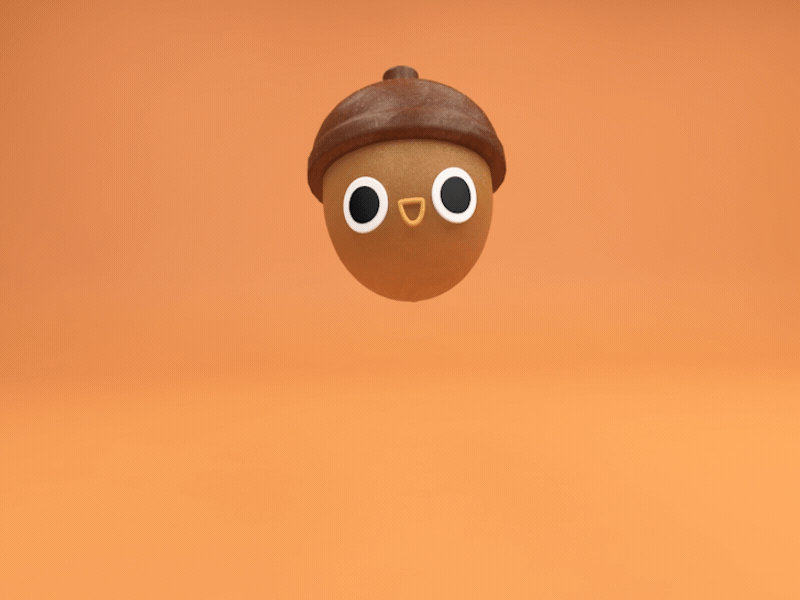 Acorn Dude (AR) 3d acorn animation bounce c4d character fall funny illustration loop motion snapchat snapchat filter
