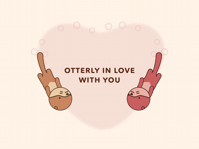 Otter Love animation character cute illustration loop love motion otter otters valentine valentine card