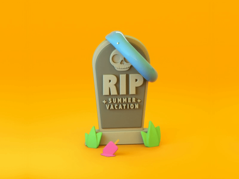RIP Summer (AR) 3d animation c4d design fall grass grave halloween ice ice cream motion skull summer