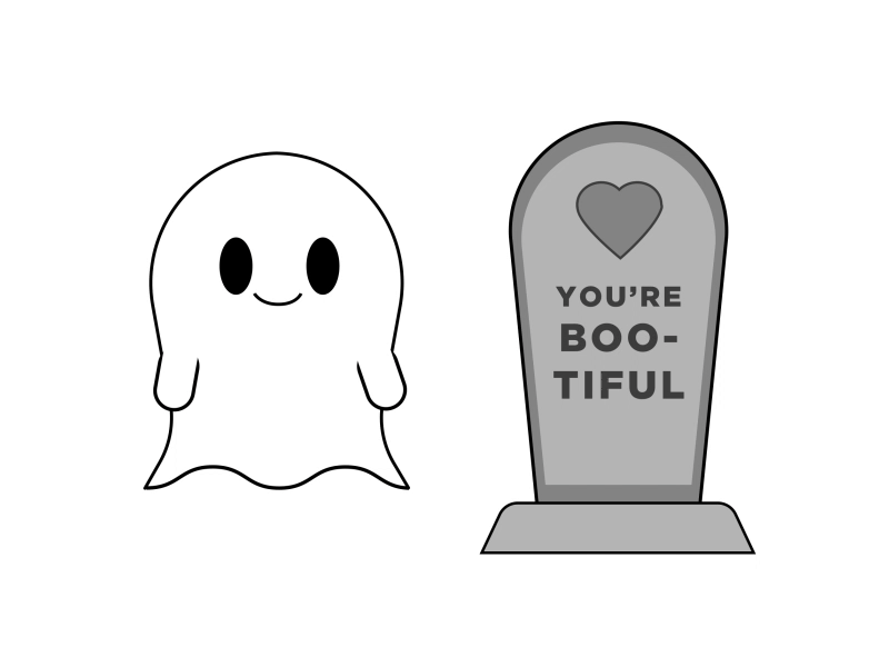 You're Boo-tiful animation beautiful card character cute ghost grave halloween illustration loop motion