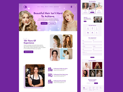 Beauty Parlour Landing Page app beauty beauty app beauty clinic beauty landing page beauty parlour beauty salon fashion fashion landing page girl landing page minimalist salon service spa spa landing page treatment uiux website design women