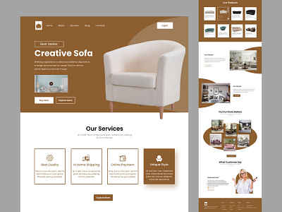 Furniture Shop Landing Page app branding chair ecommerce ecommerce website furniture furniture shop home furniture interior landing page minimalist office furniture online shop product products property sofa store table ui