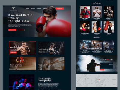 Fight Training Center WEB Landing Page boxing boxing club center exercise fight fight club fight training center fighting figma design landing page martial arts minimal mma physical training training training center ui workout workouts wwe