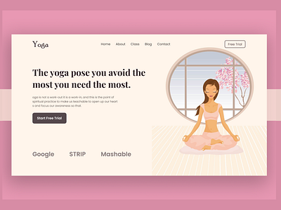 Yoga Website UI Design 3d app branding character design fitness graphic design header health hero section illustration landing page logo mantra meditation mental health motion graphics ui wellness yoga
