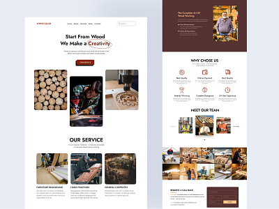 Wood Land Web & Landing Page app branding clean design ecommerce ecommerce website efsahaq figma design furniture design graphic design illustration interior lan landing page logo ui wood factory wood land wood work wood worker