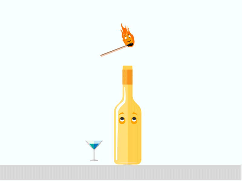 Flame Thrower Bottle :) animated gif bottle illustration bottleflame flamebottle matchstick matchstick burning