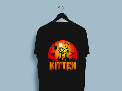 Kitten T- Shirt Design adventure apparel clothing design graphic design graphics halloween halloween t shirt shirt sunset t shirt design t shirt typography vector