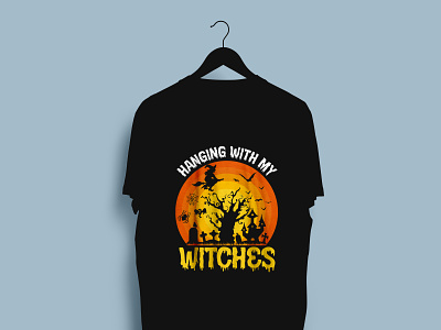 Hanging With My Witches T- shirt design ghost t shirt graphic design graphics halloween halloween t shirt design new t shirt design pumpkin pumpkin t shirt shirt t shirt typographies t shirt design typography vector