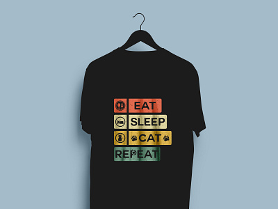 Eat Sleep Cat Repeat T- Shirt Design