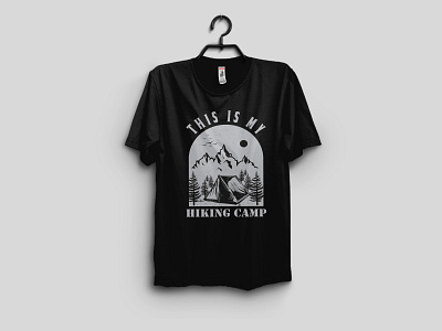 This Is My Hiking Camp T- Shirt Design adventure adventure t shirt apparel clothing graphic design hiking hiking t shirt design mountain shirt t shirt tree typography vector