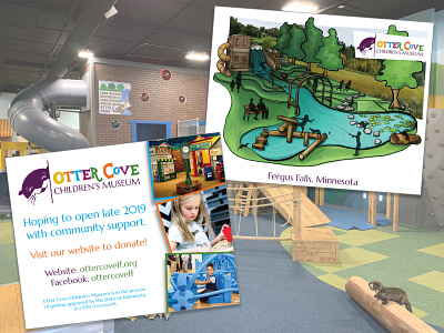 Otter Cove Children's Museum postcard collateral design