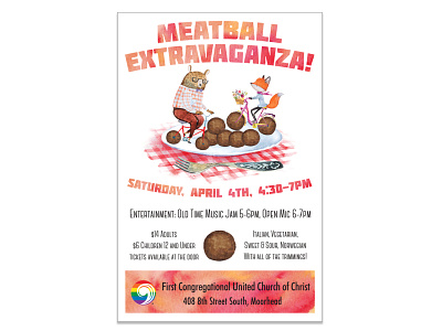 First Congregational UCC "Meatball Extravaganza!" Poster collateral design flyer poster