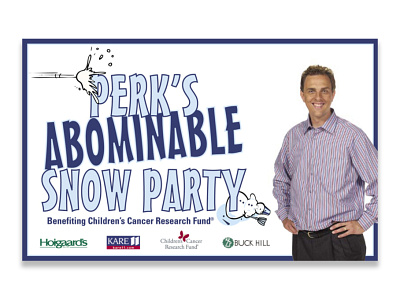 Perk's Abominable Snow Party Postcard and Logo collateral design logo postcard