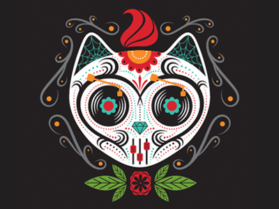 Sugar skull cat for t-shirt cat design graphic design illustration print shirt sugarskull tshirt