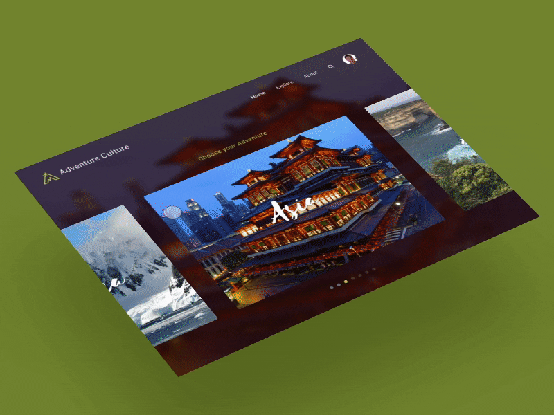 Adventure Culture concept travel site UI (2 of 2) design flinto travel ui ux