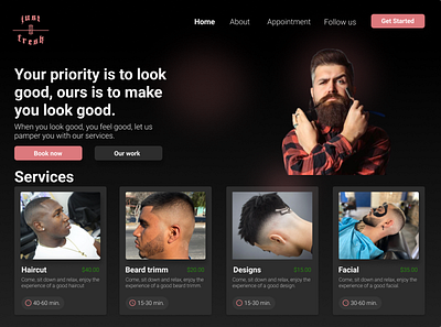 Just Fresh Barbers E-reservations developer frontend logo ui web