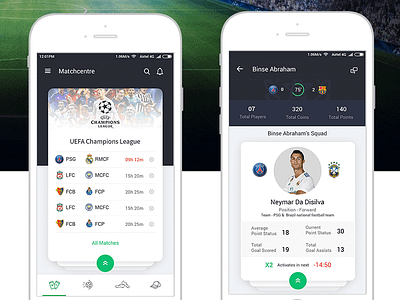 Matchday Mobile App Mockup Dribble football mobile app online betting sports app uiux