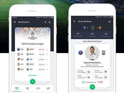 Matchday Mobile App Mockup Dribble