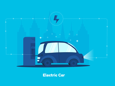 Electric Car Flat illustration