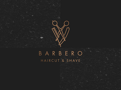 Barbero logo barbershop cut haircut line logo logotype shave