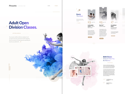 Pirouette - Dance Theme ballet clean clouds dance dancing design homepage landing page layout minimalistic theme word press