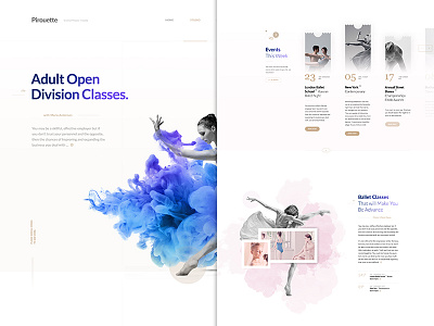 Pirouette - Dance Theme ballet clean clouds dance dancing design homepage landing page layout minimalistic theme word press