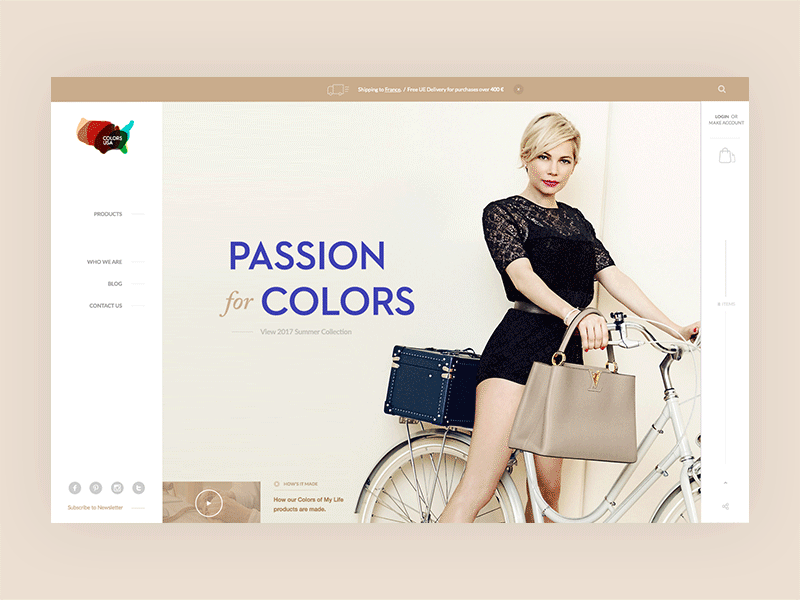 Colours Of My Life animation cart clean design e commerce landing page shop ui ux