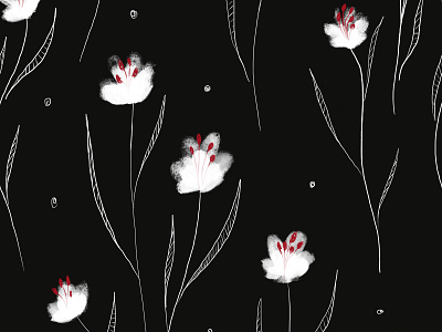 Flowers on black pattern design graphic design illustration